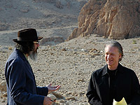 (from left) Larry Charles and Bill Maher on the set of Religulous
