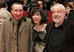 (from left) Eddie Marsan, Sally Hawkins and Mike Leigh