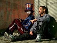 (from left) Jamie Foxx and Robert Downey Jr. in The Soloist