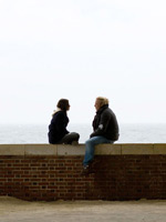 (from left) Evan Rachel Wood and Mickey Rourke in The Wrestler